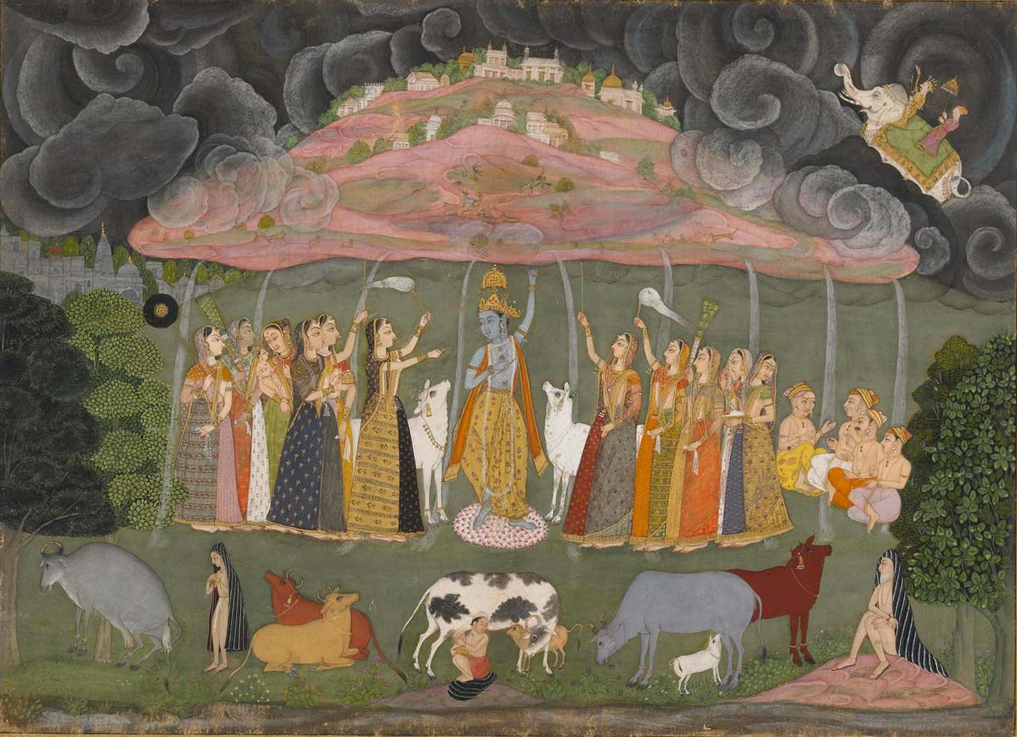 Krishna Lifting Mount Govardhan